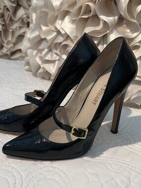 COLIN STUART Black, Patent Stiletto Mary Janes